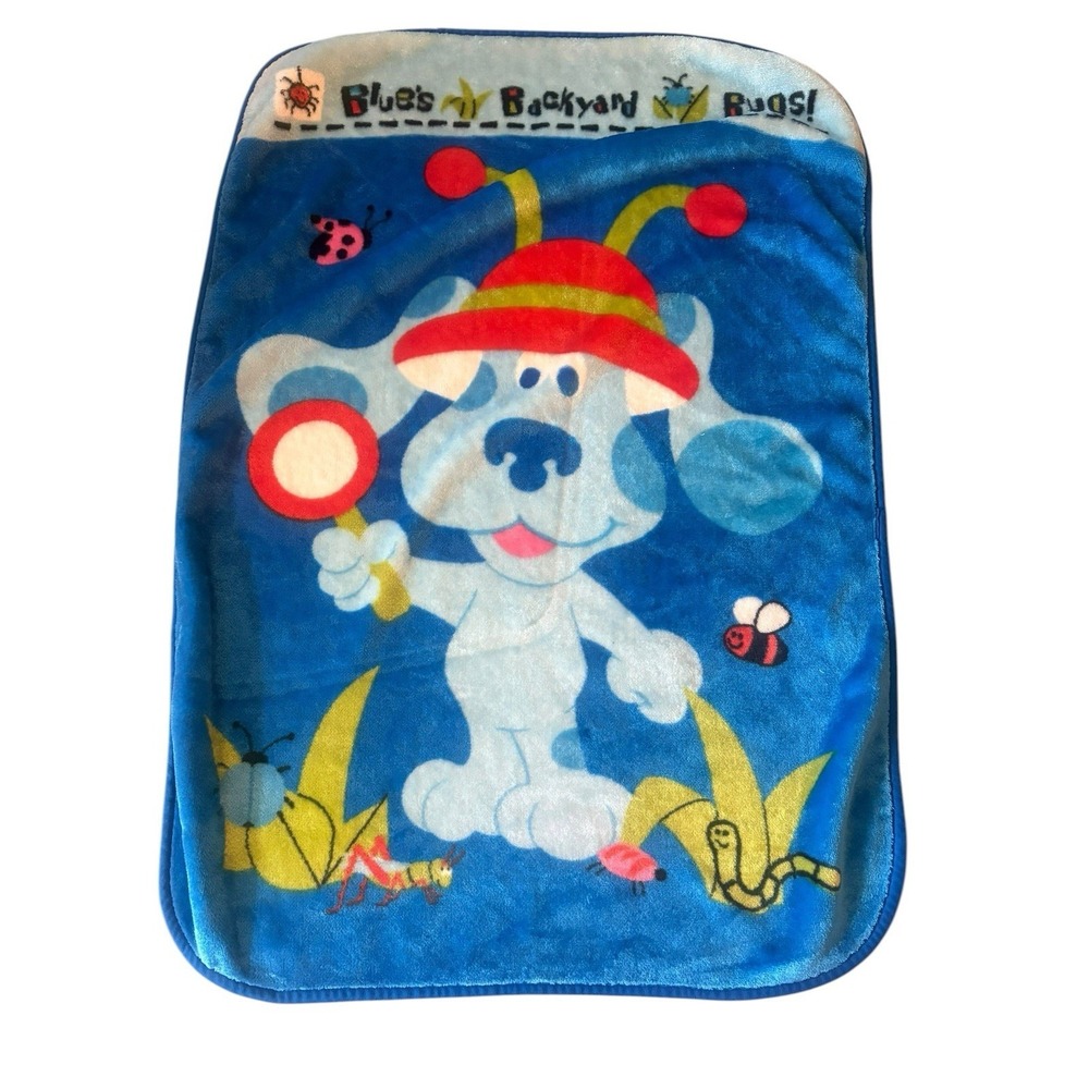 Y2K Blue's Clues Backyard Bugs Fleece Blanket 30x42 Nick Jr 2004 - Rare Find!